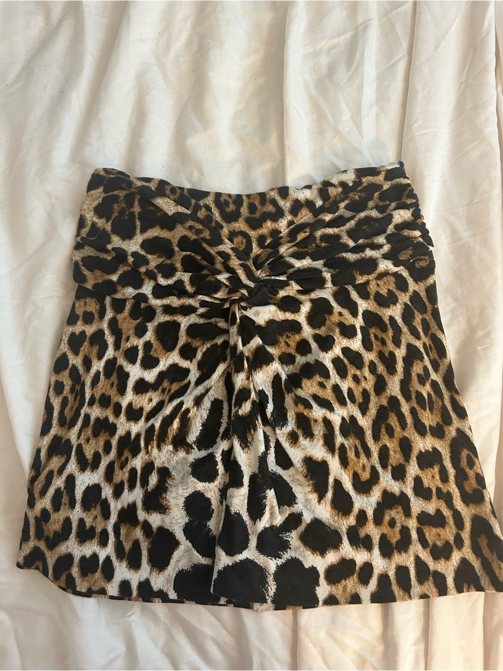 Blumarine Leopard Twist-Front Mini Skirt - Black, Tan, Cream